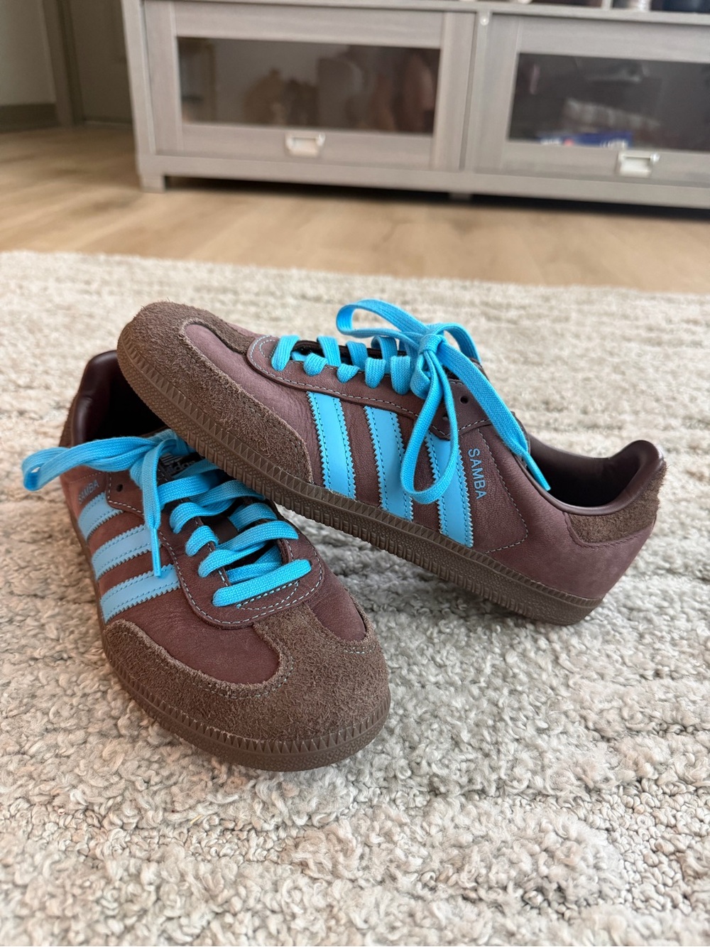 EUC Adidas Size 8w Samba OG Shadow Brown Sky Rush